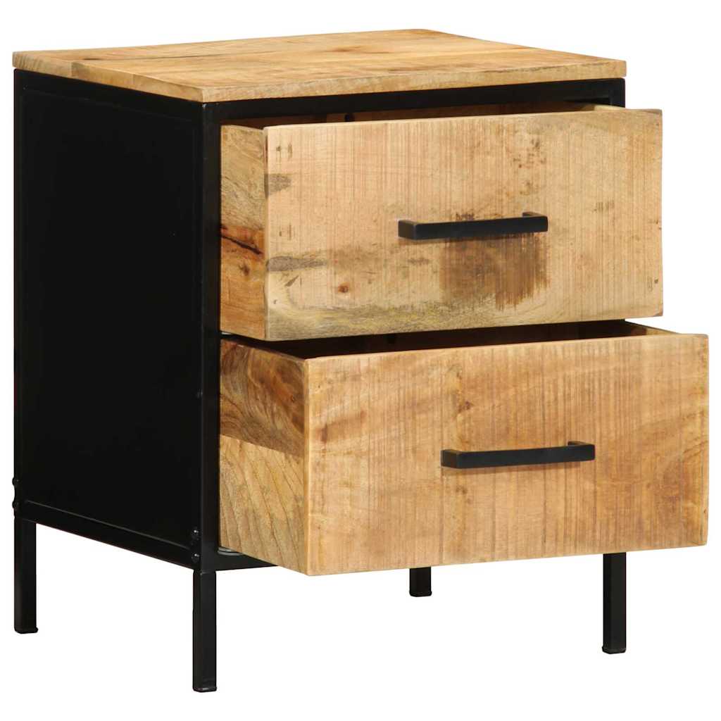 Nachttisch Braun und Schwarz 40 x 35 x 50 cm Massivholz Mango