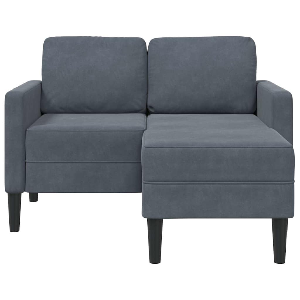 2-Sitzer-Sofa mit Chaiselongue L-Form Blau 125 cm Samt