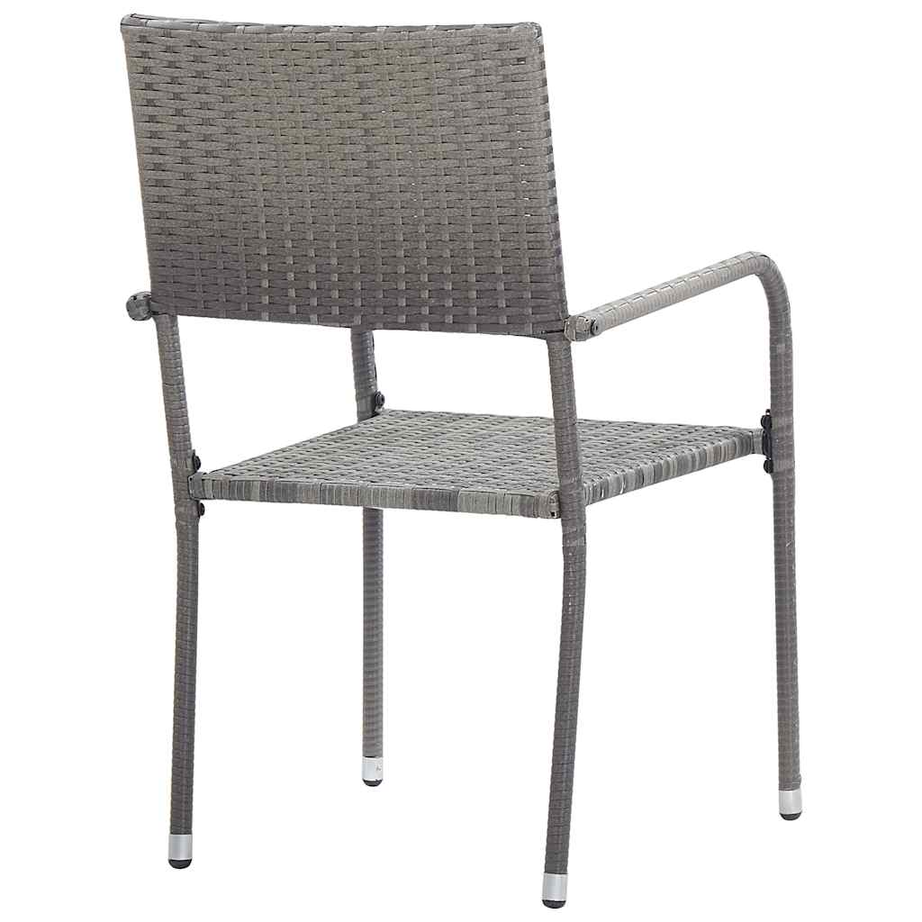 Garten-Essstühle 6 Stk. Stapelbar Schwarz Polyrattan