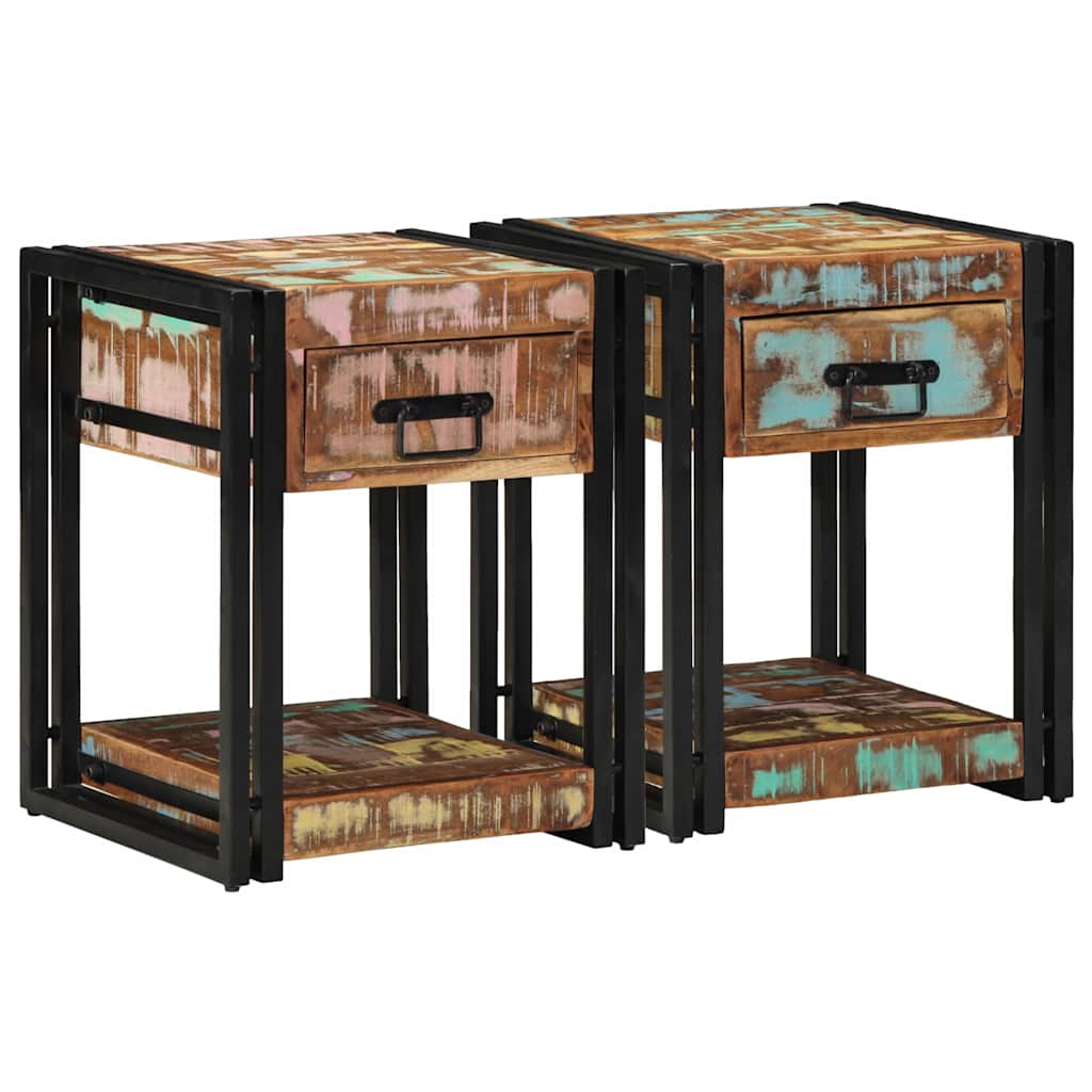 Nachttisch 40 x 35 x 50 cm Massives upgecyceltes Holz
