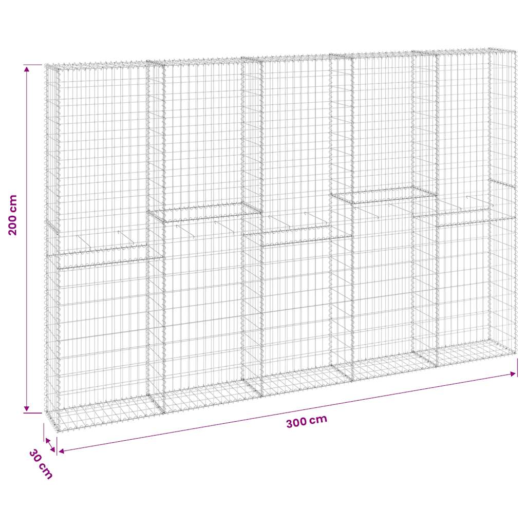 Gabionenwand mit Abdeckung Verzinkter Stahl 60x30x100 cm