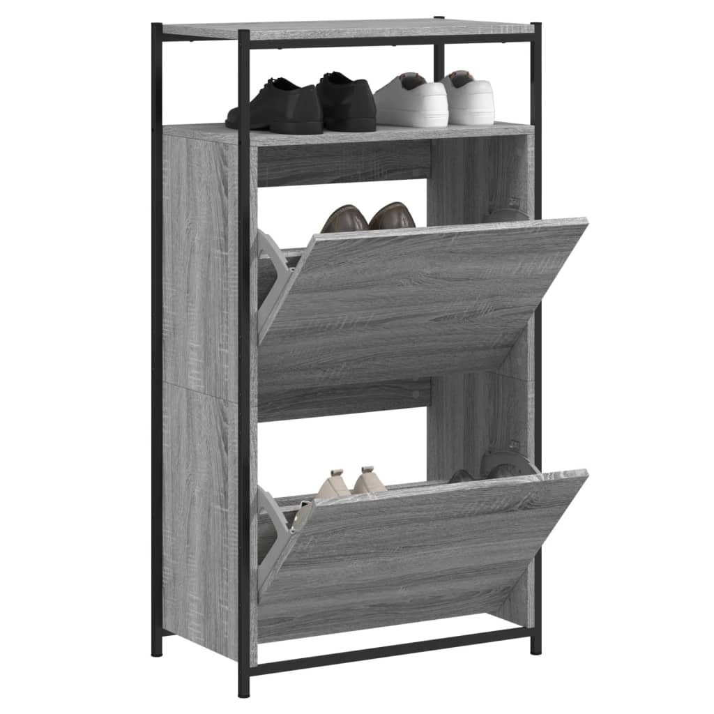 Schuhschrank mit 4 Klappen Sonoma-Eiche 100x34x112 cm