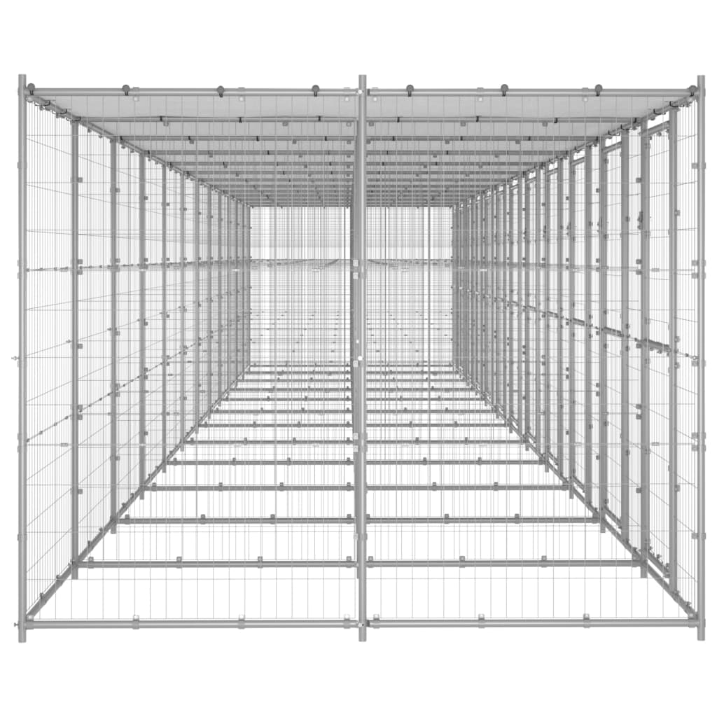 Outdoor-Hundezwinger Stahl mit Überdachung 110x220x180 cm