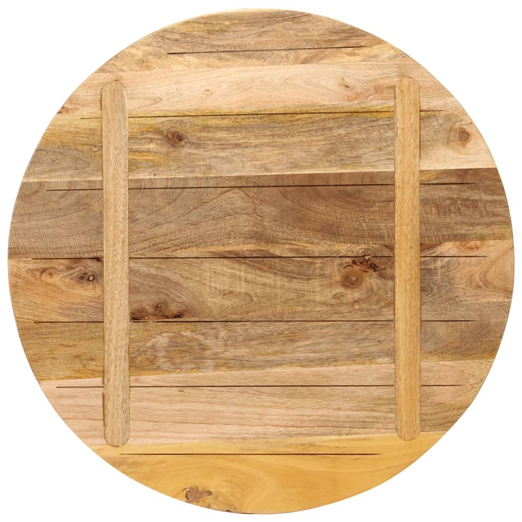 Tischplatte Ø 40x2,5 cm Rund Raues Massives Mangoholz