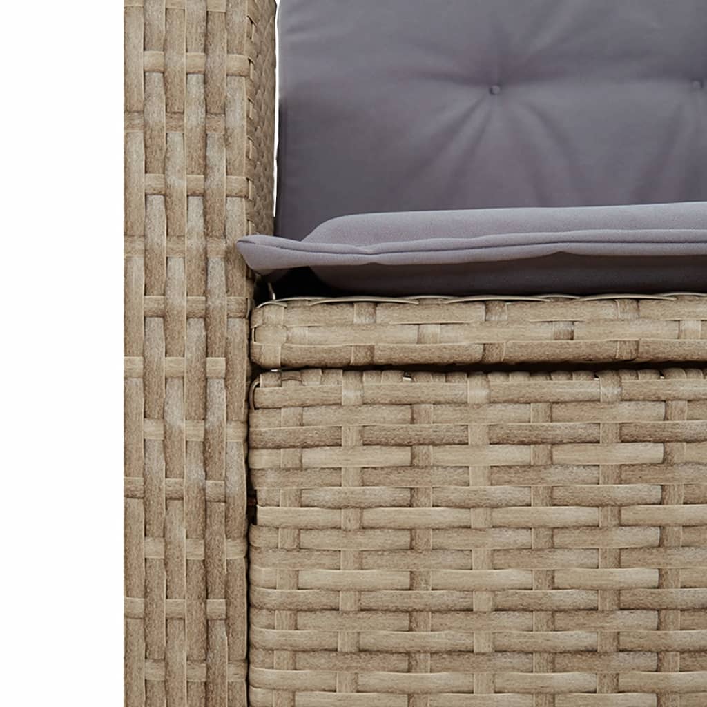 Gartensessel Verstellbar mit Kissen Schwarz Poly Rattan