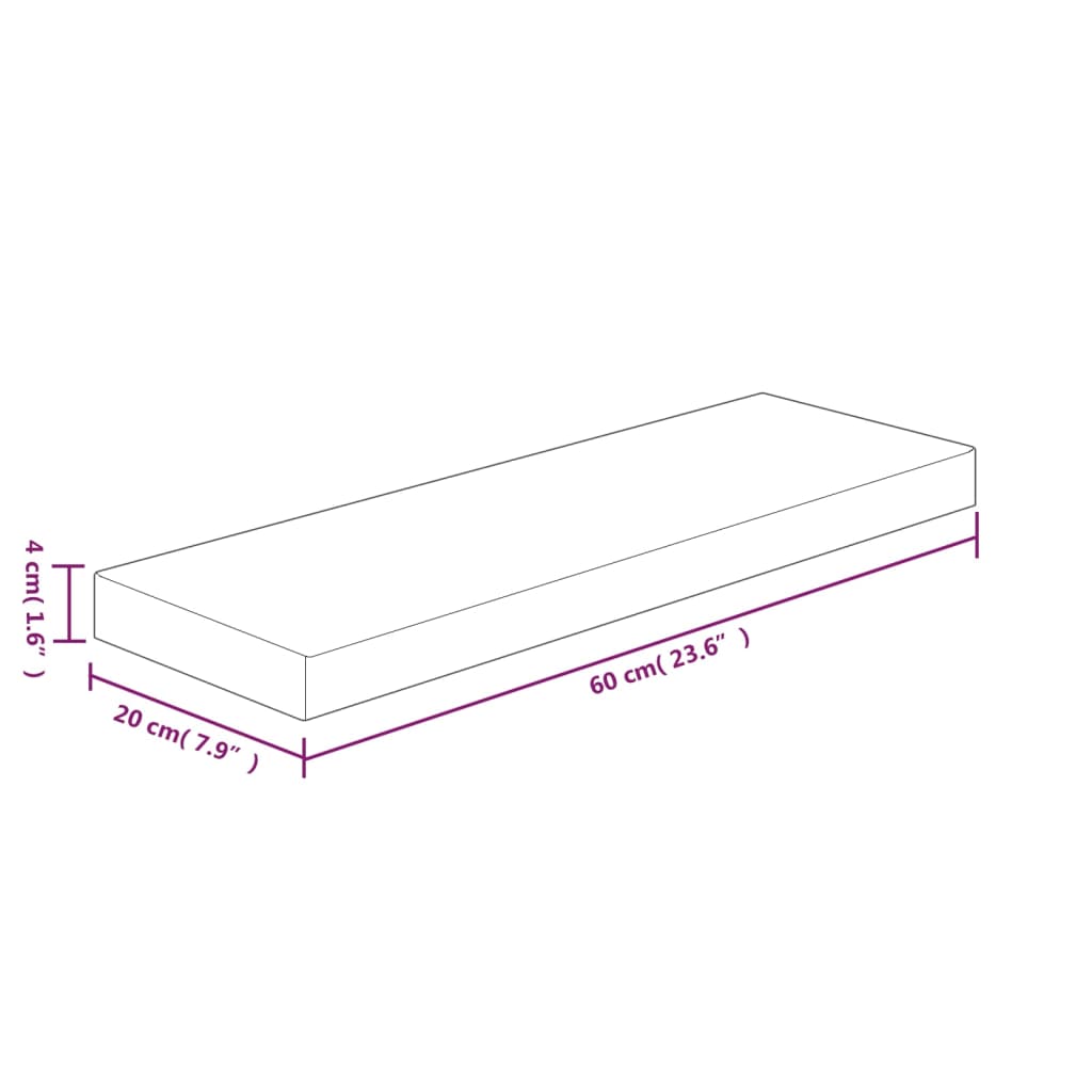 Regalboden 40x20x1,5 cm Unbehandeltes Massivholz Eiche