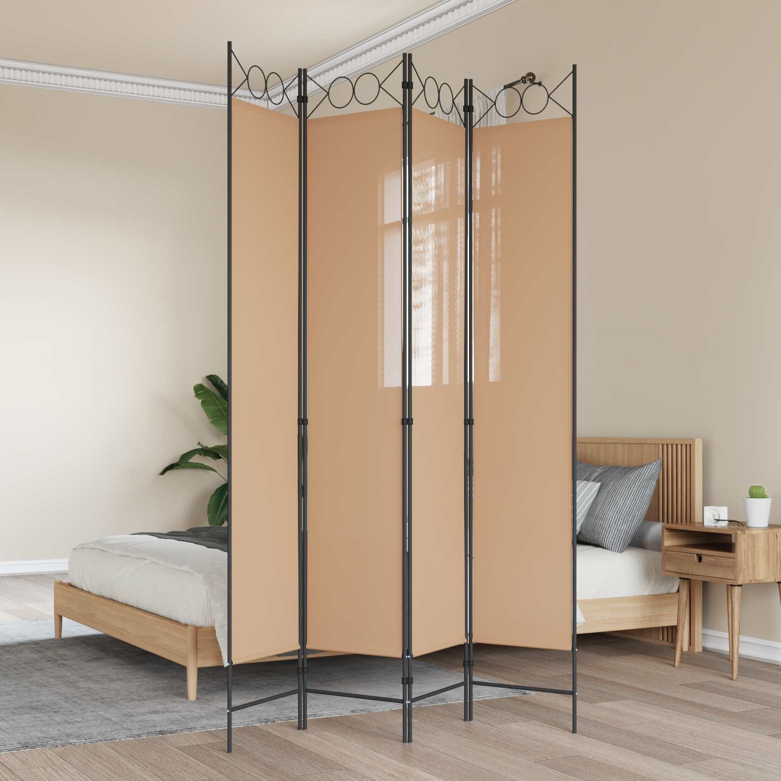 3-teiliger Raumteiler Beige 120 x 200 cm Stoff