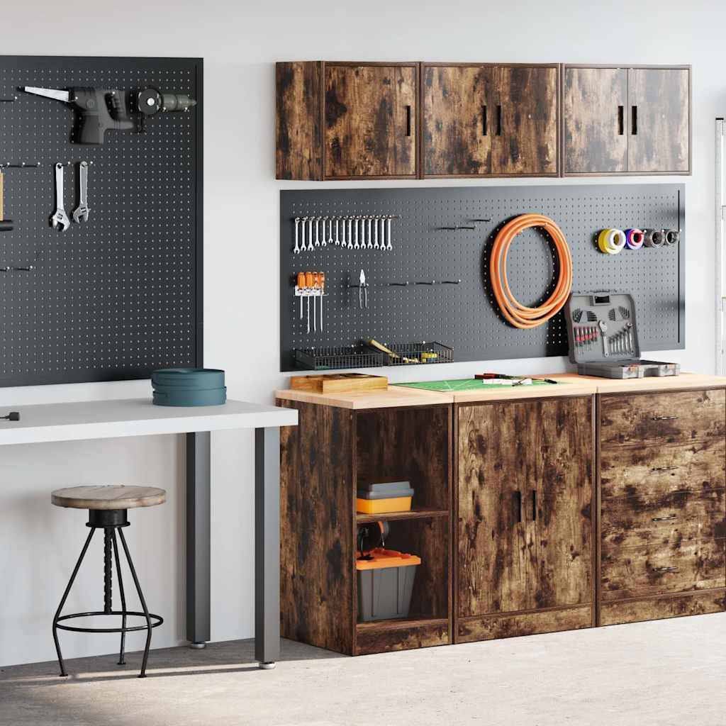 Garagenschränke 2 Stk. Schwarz Holzwerkstoff