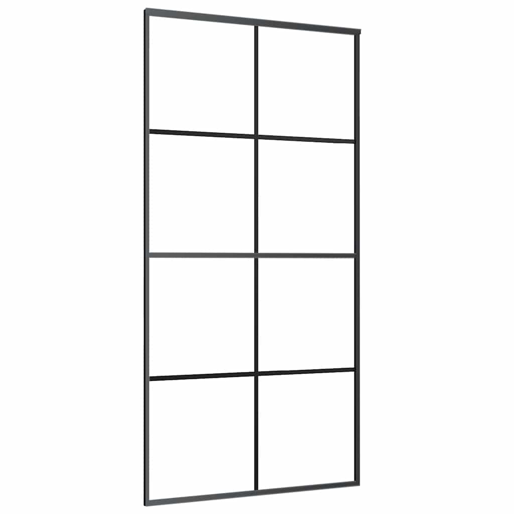 Schiebetür mit Beschlag Schwarz 76x205 cm ESG-Glas