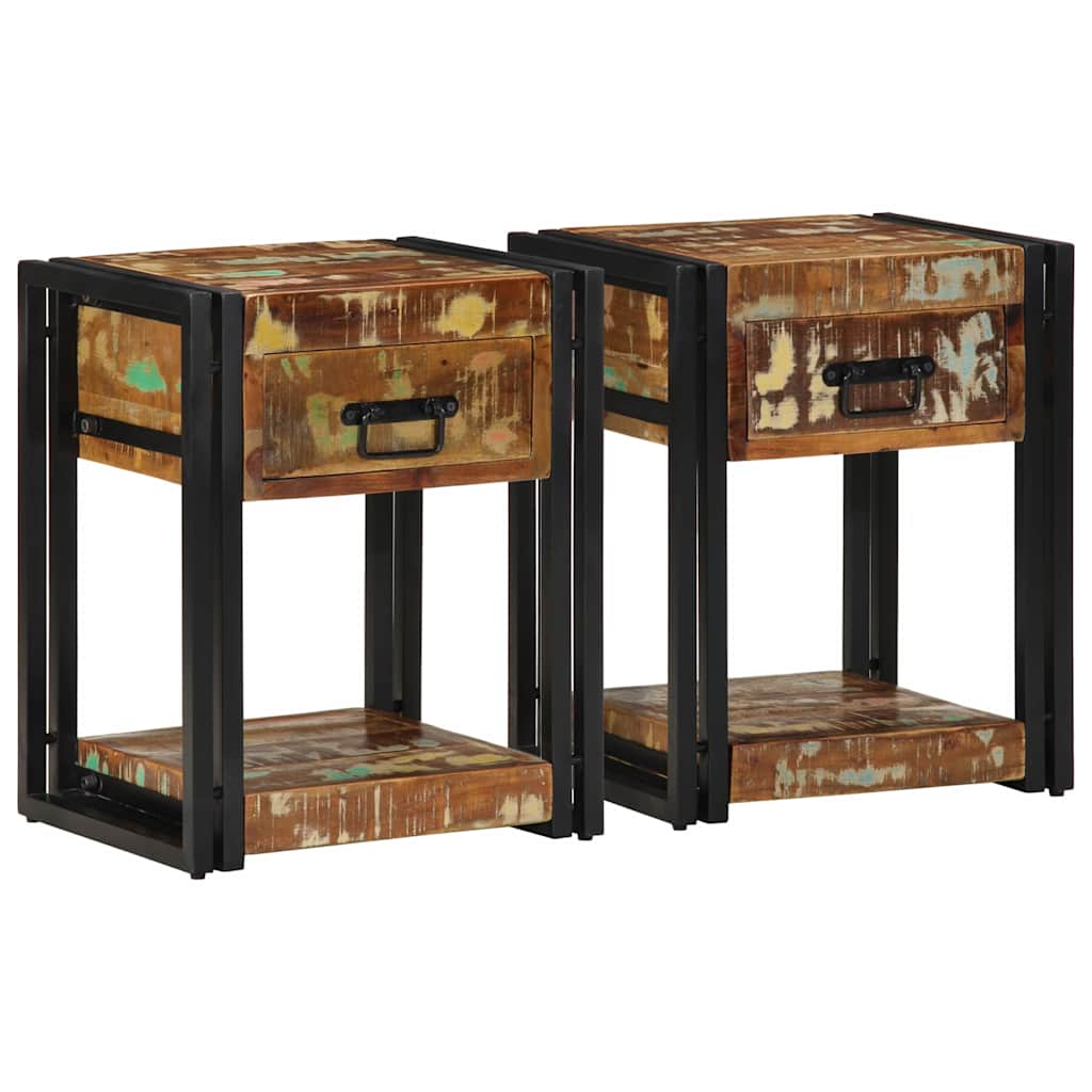 Nachttisch 40 x 35 x 50 cm Massives upgecyceltes Holz