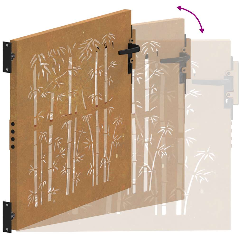 Gartentor 100x75 cm Cortenstahl Bambus-Design