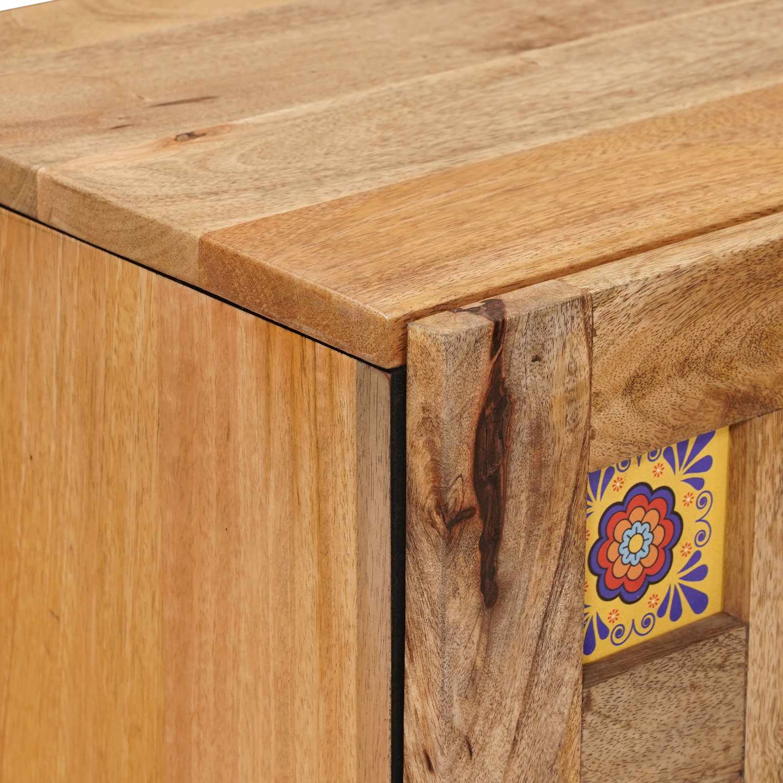 Sideboard mit Speicher Walnuss 40 x 33 x 75 cm Massivholz Mango