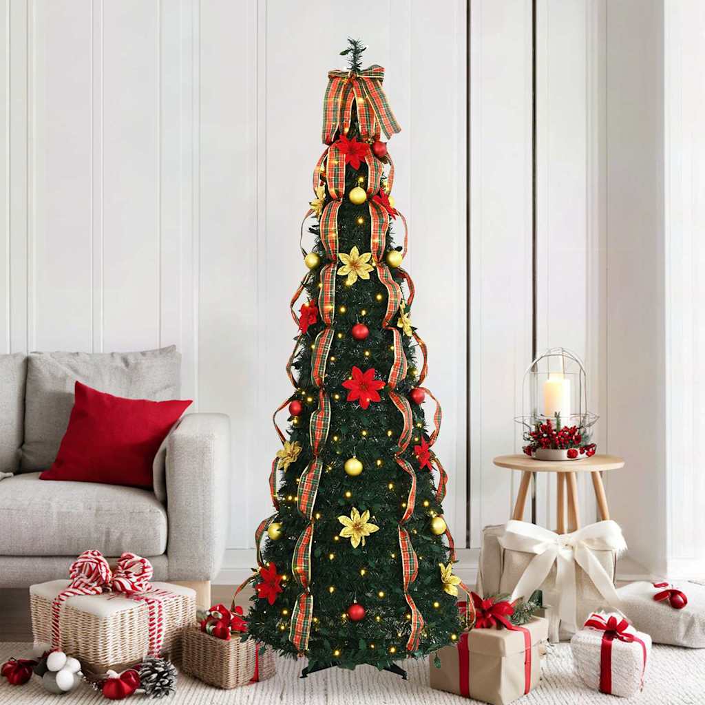Künstlicher Weihnachtsbaum mit 50 LEDs Grün 125 cm PVC