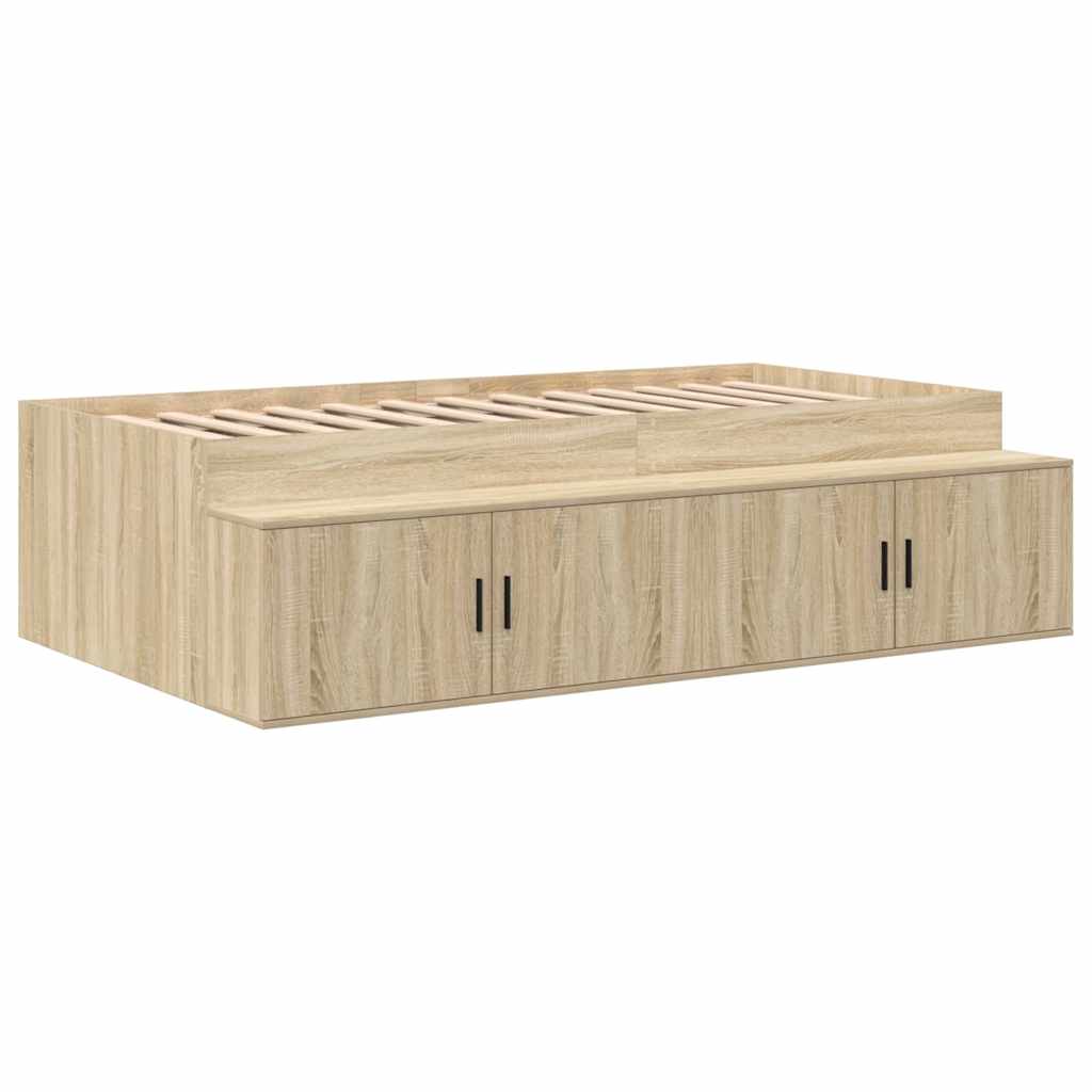 Aufbewahrungsbettgestell mit Speicher Weiß 80 cm Holzwerkstoff