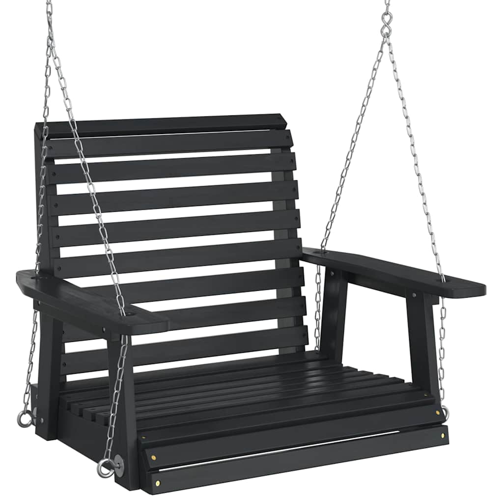 Garten-Hängestuhl mit Metallketten Braun Massivholz Tanne