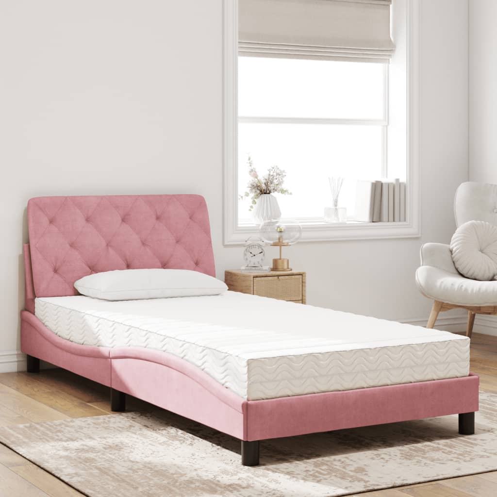 Bett mit Matratze Hellgrau 80x200 cm Samt