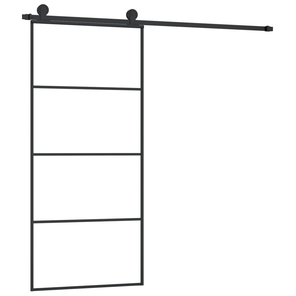 Schiebetür mit Beschlag 76x205 cm ESG-Glas & Aluminium