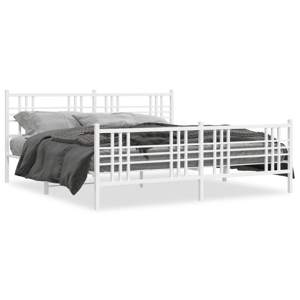 Bettgestell mit Kopf- und Fußteil Metall Schwarz 90x200 cm