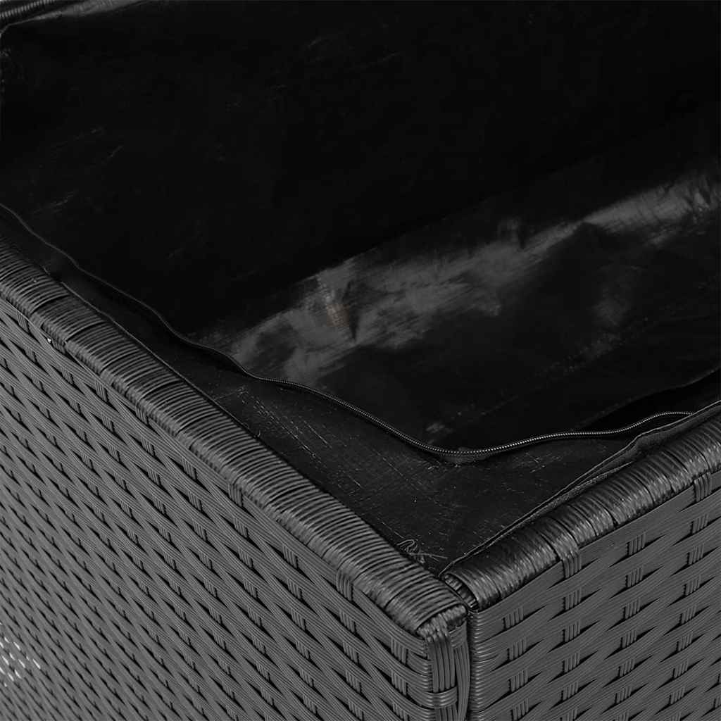 Gartentruhe Schwarz 110x50x54 cm Poly Rattan Akazienholz