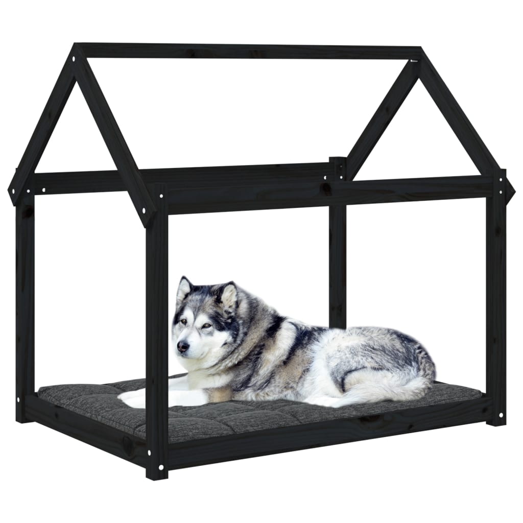 Hundebett Grau 61x50x70 cm Massivholz Kiefer