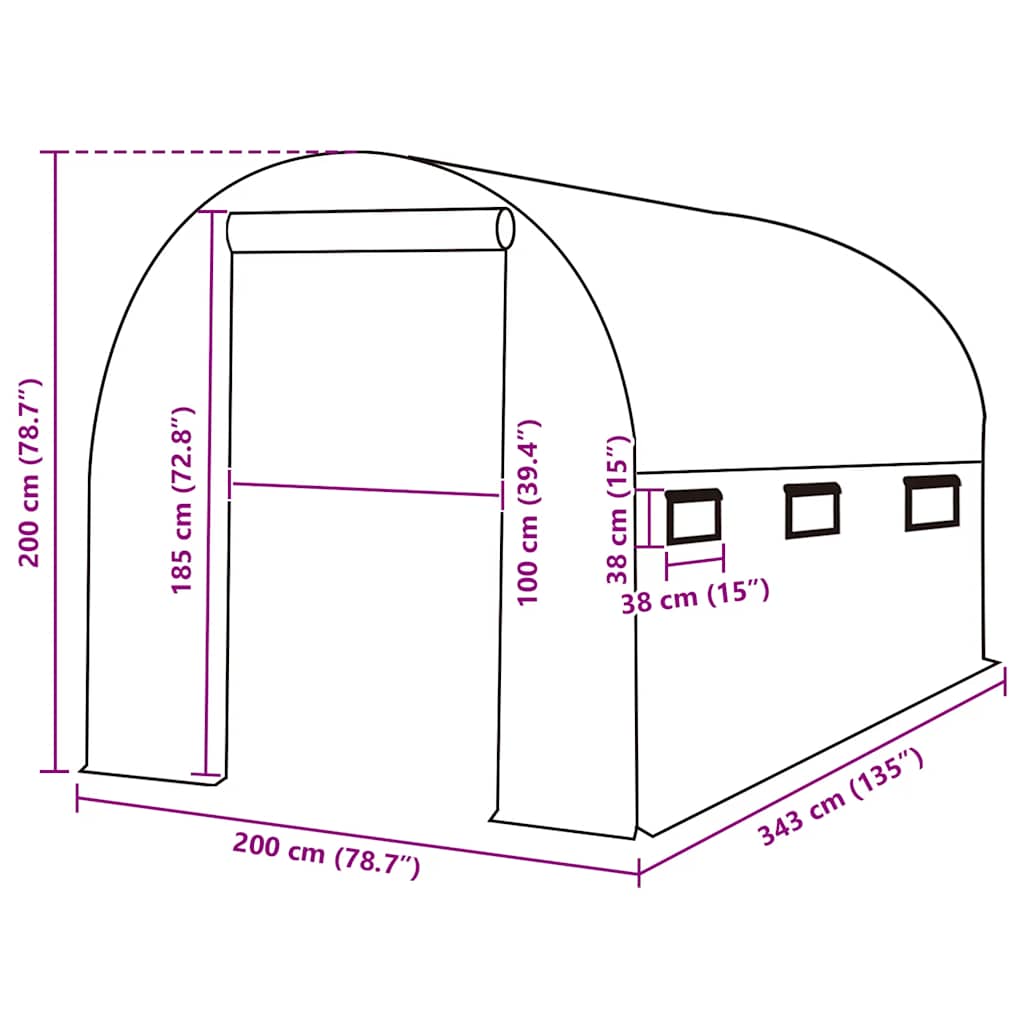 Ersatzabdeckung für Gewächshaus (4,5 m²) 300x150x200 cm Grün