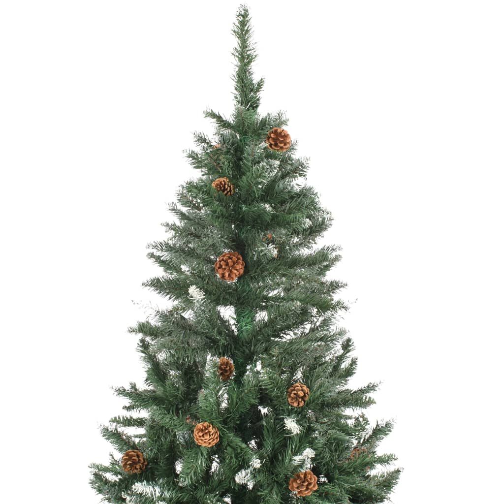 Künstlicher Weihnachtsbaum mit Beleuchtung & Zapfen Grün 210 cm