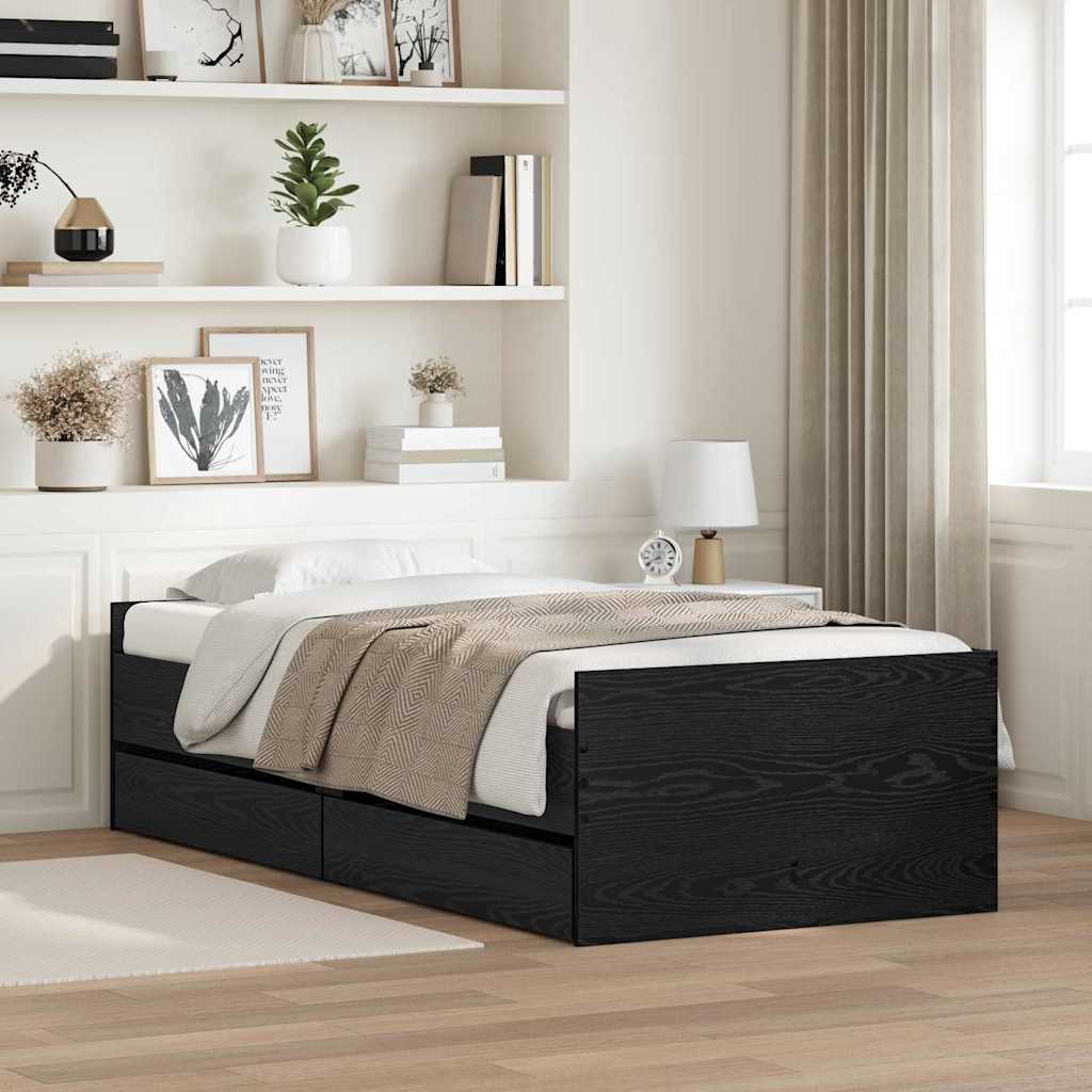 Bett mit Schubladen Braun Eiche-Optik 75x190 cm