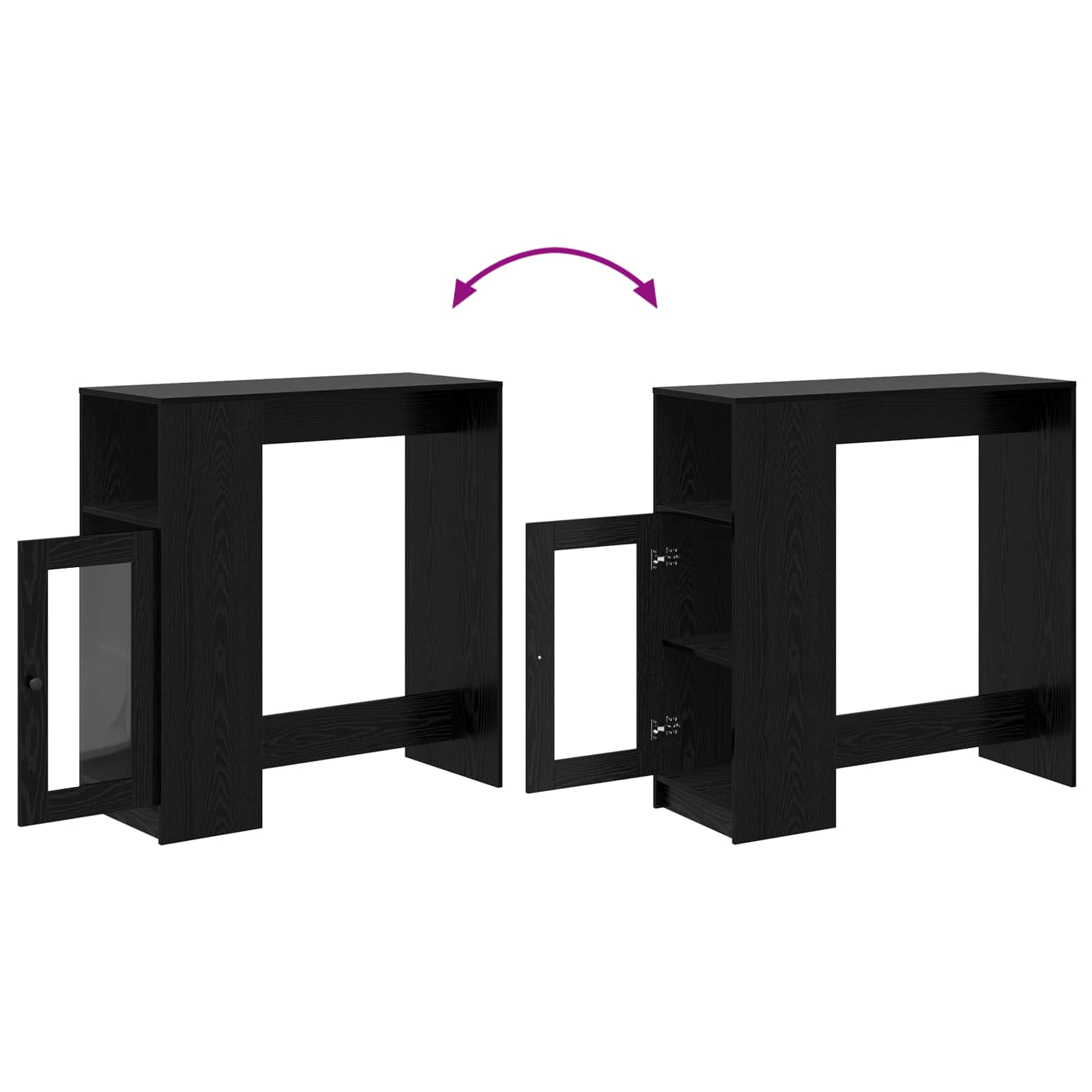 Bartisch Schwarz Eichen-Optik 101 x 40 x 103,5 cm Holzwerkstoff