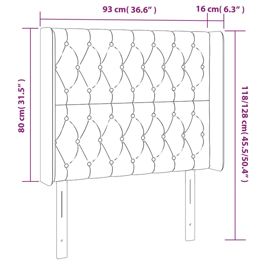 Kopfteil mit Ohren Dunkelblau 93x16x78/88 cm Samt