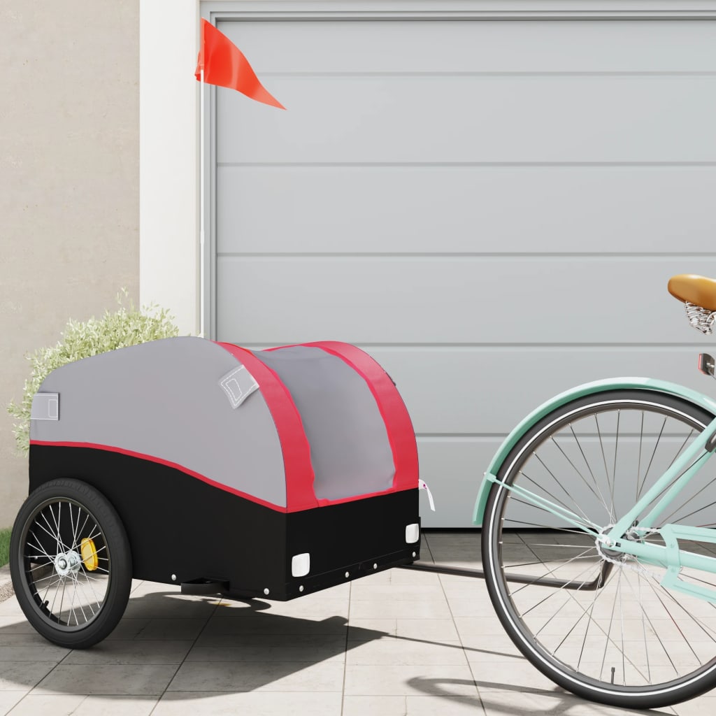 Fahrradanhänger Schwarz und Orange 30 kg Eisen