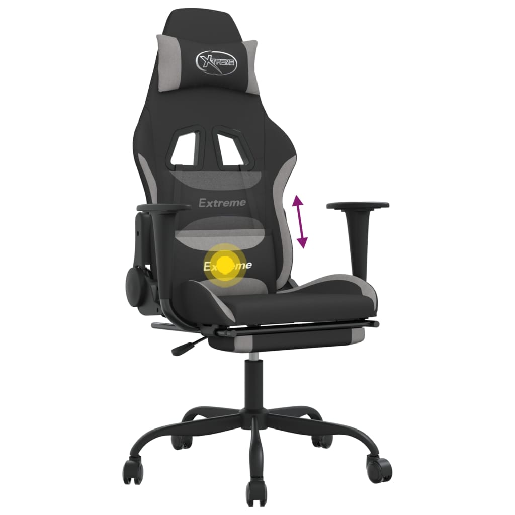 Gaming-Stuhl mit Massagefunktion Schwarz und Creme Stoff