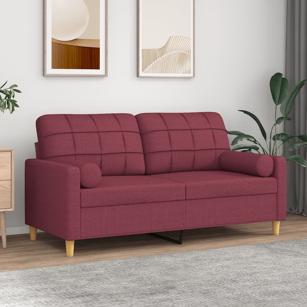 2-Sitzer-Sofa mit Zierkissen Braun 120 cm Stoff