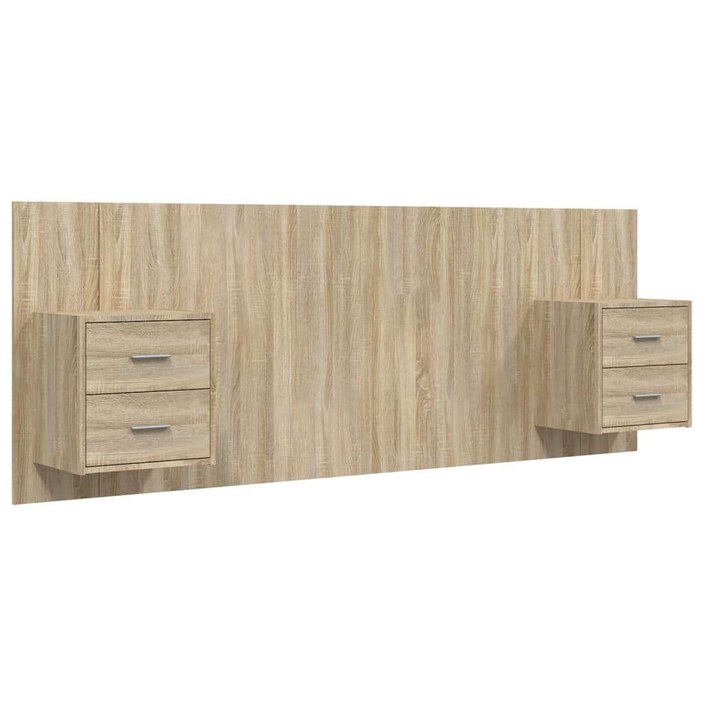 Kopfteil mit Nachttischen Weiß Holzwerkstoff