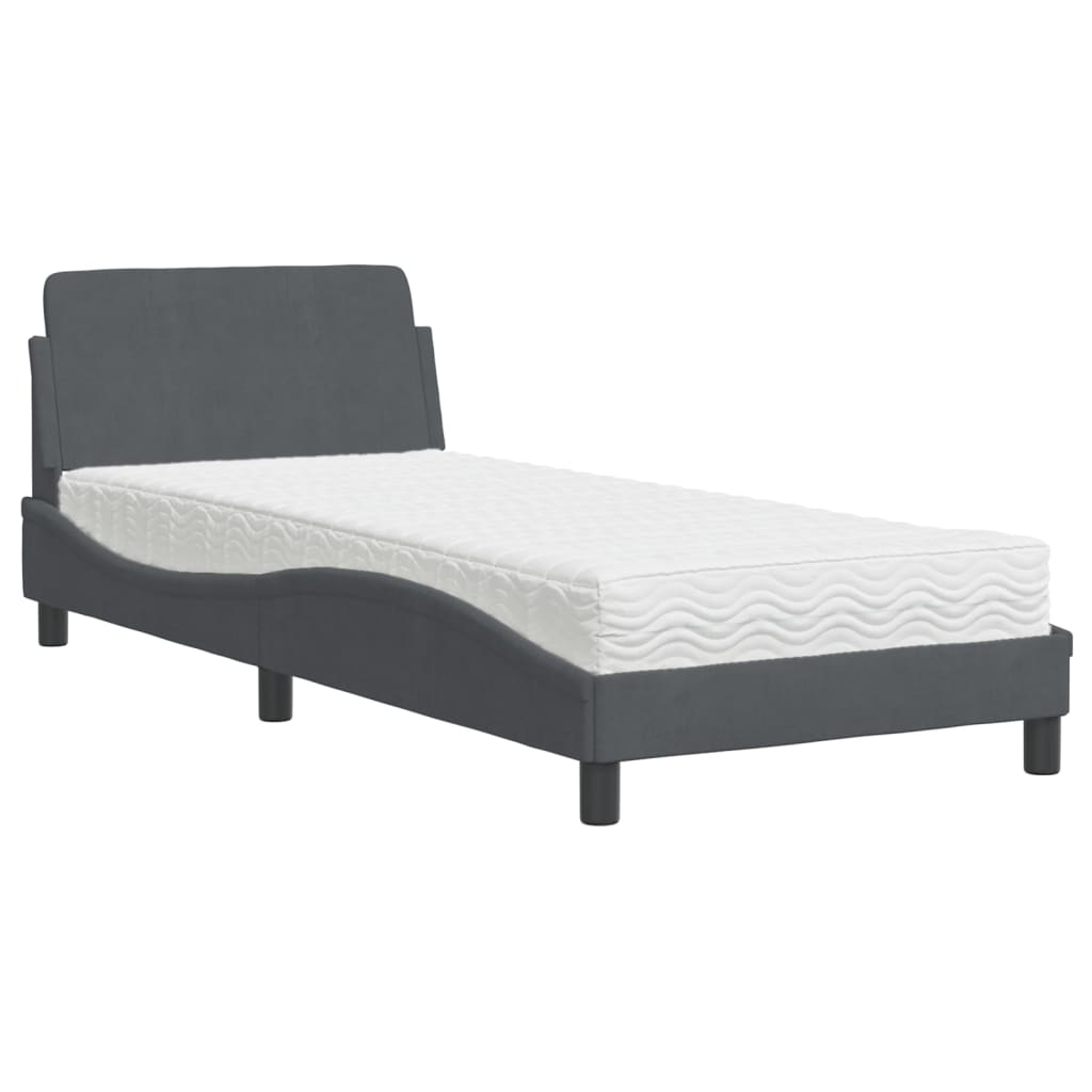 Bett mit Matratze "Dover" Hellgrau 80x200 cm Samt