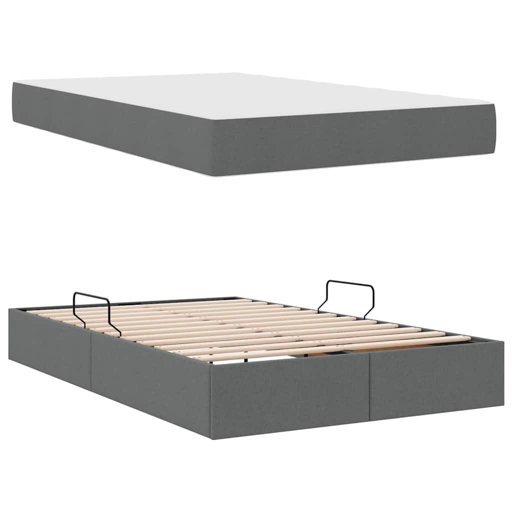 Aufbewahrungsbett mit Matratze Hellgrau 90 x 190 cm Polyester