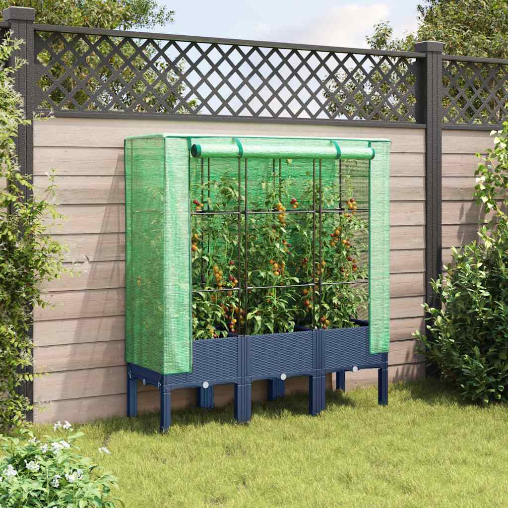 Hochbeet mit Gewächshaus-Aufsatz Rattan-Optik 40x40x140 cm