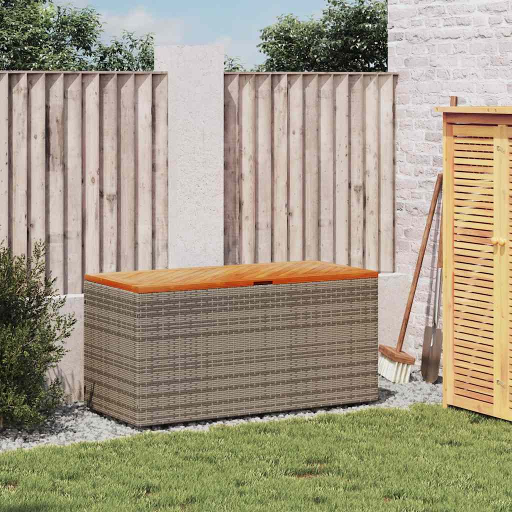 Gartentruhe Schwarz 110x50x54 cm Poly Rattan Akazienholz