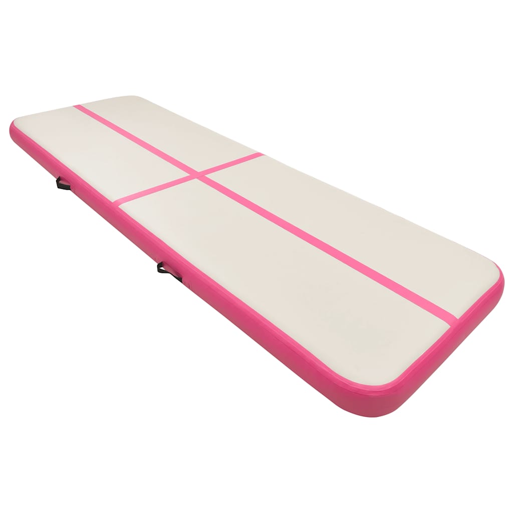 Aufblasbare Gymnastikmatte mit Pumpe 300×100×10 cm PVC Rosa