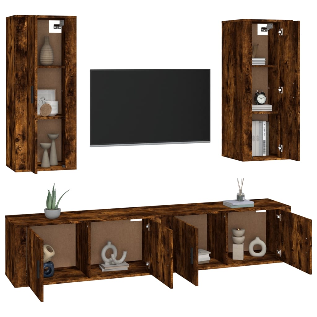 4-tlg. TV-Schrank-Set Weiß Holzwerkstoff