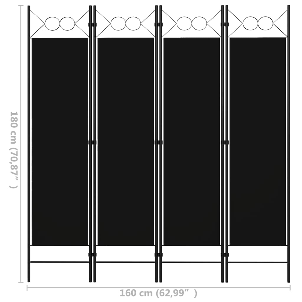5-tlg. Raumteiler Anthrazit 200 x 180 cm