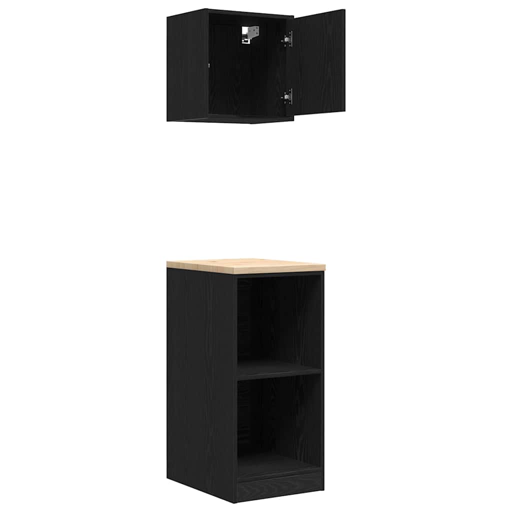 Garagenschränke 2 Stk. Schwarz Holzwerkstoff
