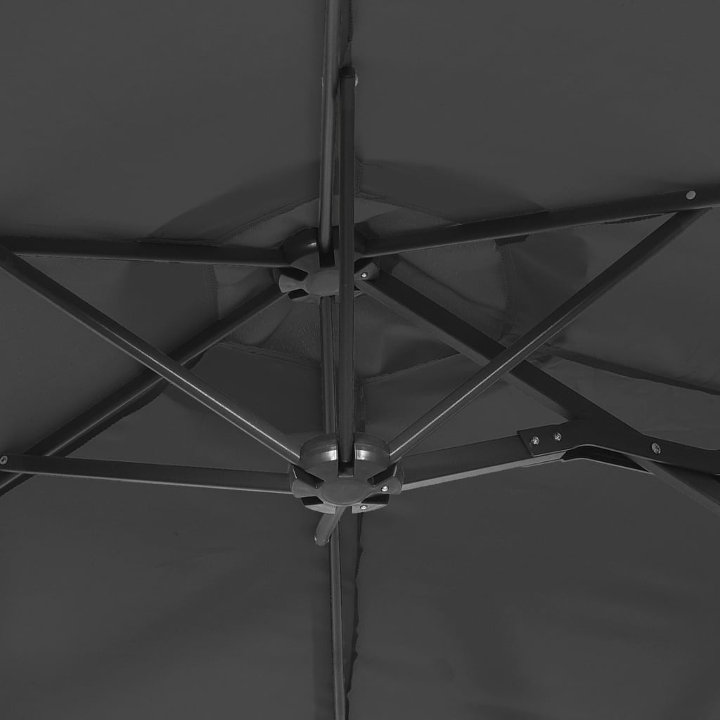 Doppel-Sonnenschirm mit LED-Leuchten Sandweiß 316x145 cm