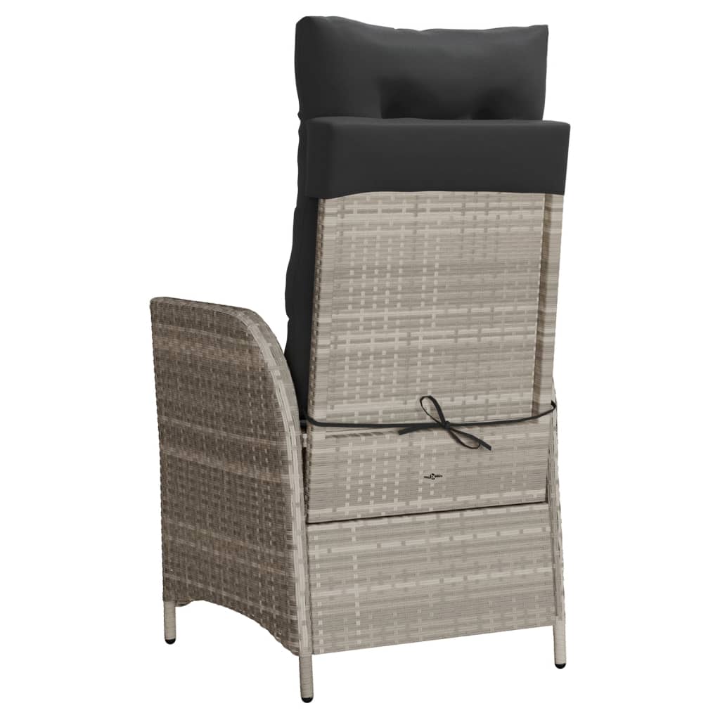 Gartensessel Verstellbar mit Kissen Schwarz Poly Rattan