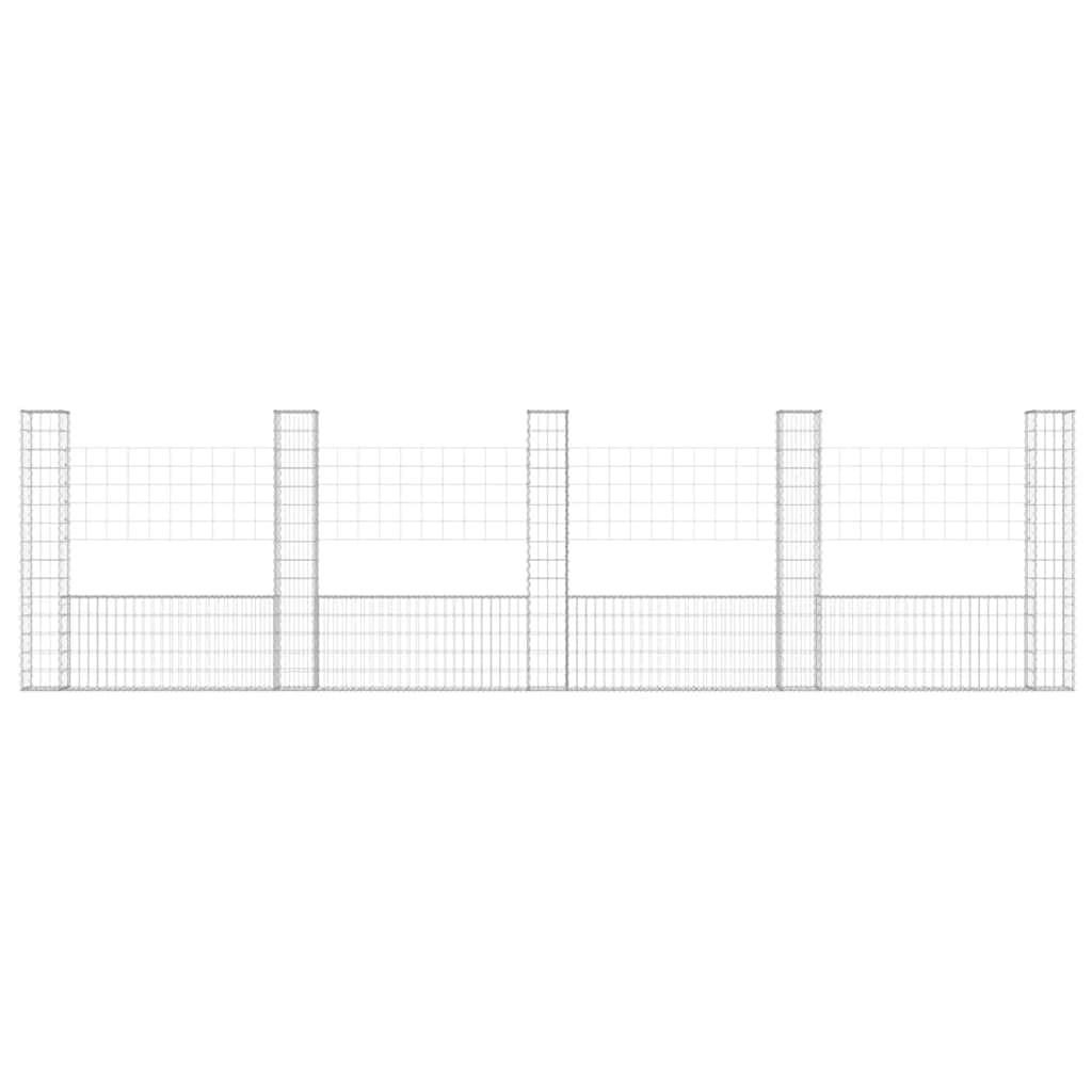 Gabionenkorb U-Form mit 2 Säulen Eisen 140x20x150 cm