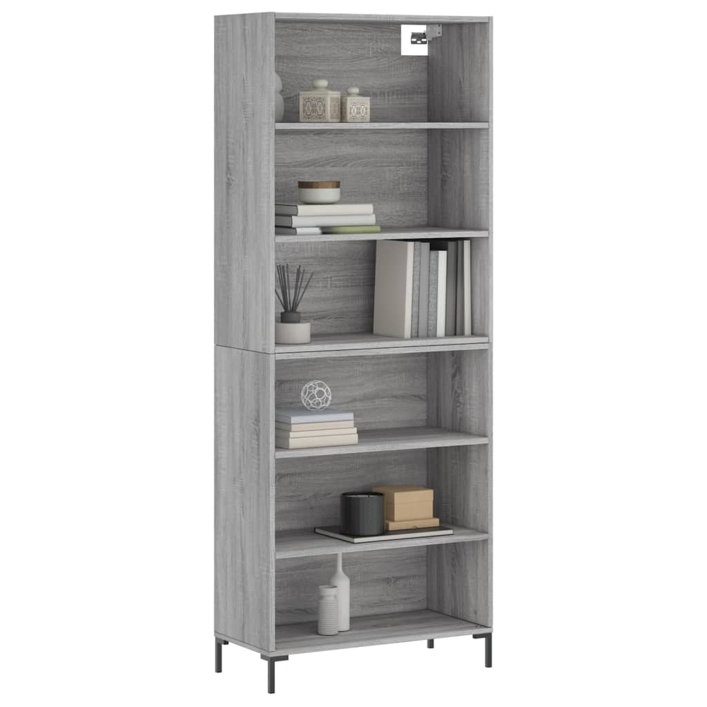 Highboard Hochglanz-Weiß 69,5x34x180 cm Holzwerkstoff