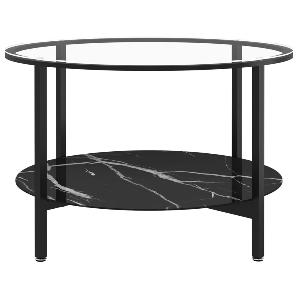 Beistelltisch Schwarz und Transparent 70 cm Hartglas