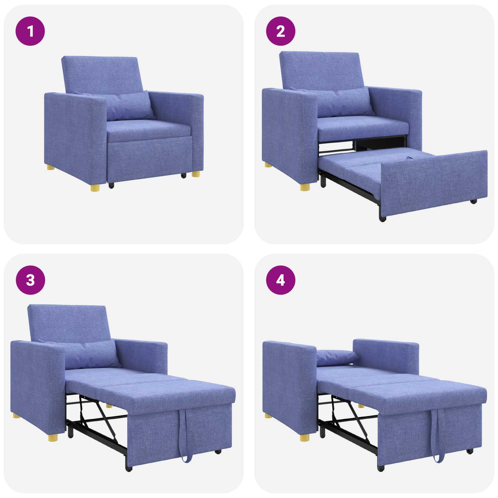 Ausziehbare Schlafcouch Einzel Hellgrau 90 x 165 x 87 cm Stoff