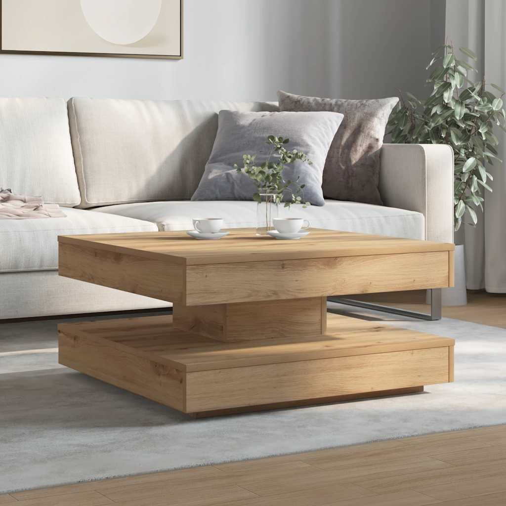 Couchtisch 360-Grad Drehbar Weiß 90x90x34,5 cm