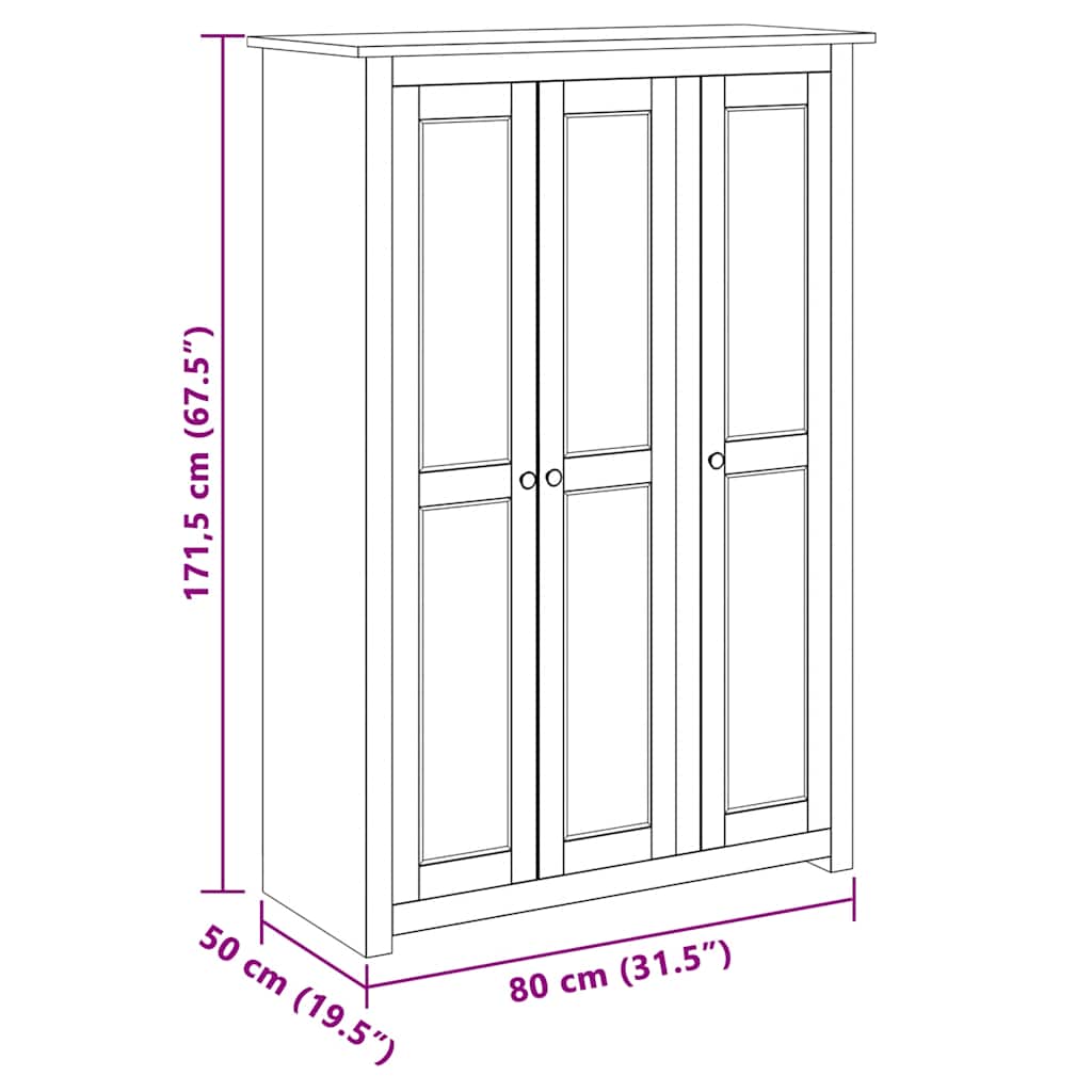 Kleiderschrank 3-Türig 118×50×171,5 cm Kiefer Panama Serie
