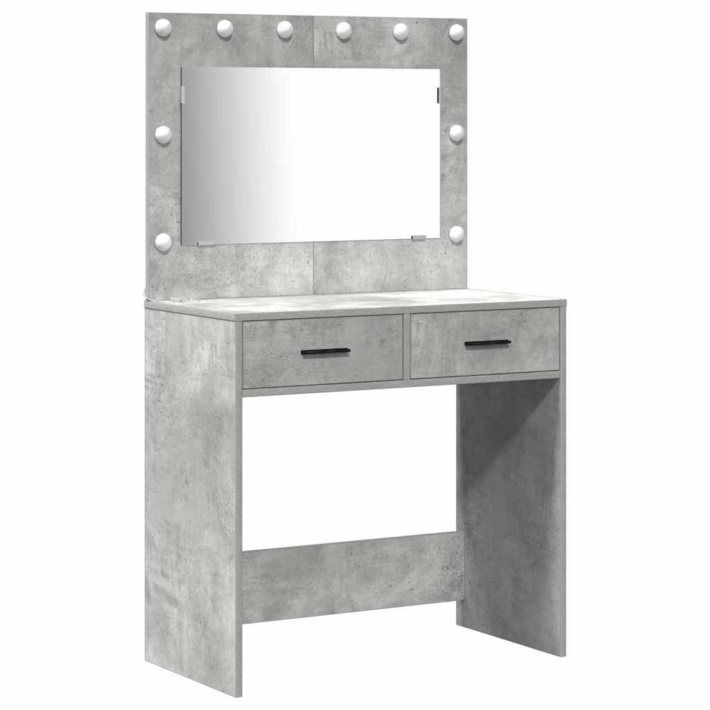 Schminktisch mit Spiegelbeleuchtung 3 pcs Weiß Holzwerkstoff